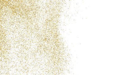 Beyazda izole edilmiş altın rengi parıltı dokusu. Goldish Renk Sequins. Kutlama arkaplanı. Altın Konfeti Patlaması. Vektör İllüstrasyonu, Eps 10.