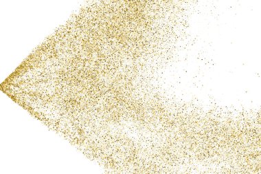 Beyazda izole edilmiş altın rengi parıltı dokusu. Goldish Renk Sequins. Kutlama arkaplanı. Altın Konfeti Patlaması. Vektör İllüstrasyonu, Eps 10.