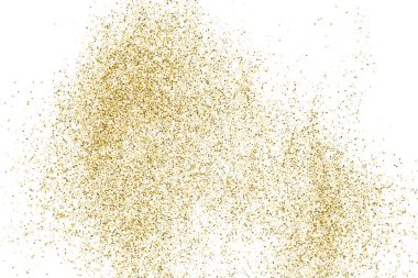 Beyazda izole edilmiş altın rengi parıltı dokusu. Goldish Renk Sequins. Kutlama arkaplanı. Altın Konfeti Patlaması. Vektör İllüstrasyonu, Eps 10.