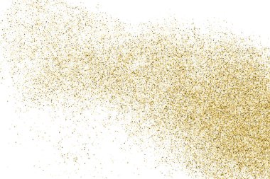 Beyazda izole edilmiş altın rengi parıltı dokusu. Goldish Renk Sequins. Kutlama arkaplanı. Altın Konfeti Patlaması. Vektör İllüstrasyonu, Eps 10.
