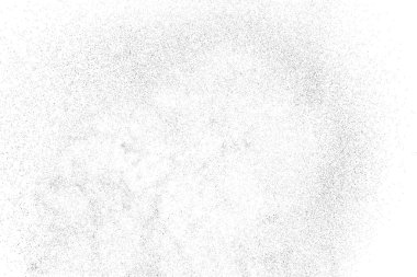 Sıkıntılı siyah doku. Beyaz arka planda koyu kumlu bir doku. Toz tabakası desenli. Tahıl gürültüsü partikülleri. Paslanmış beyaz efekt. Grunge tasarım elementleri. Vektör illüstrasyonu, EPS 10.