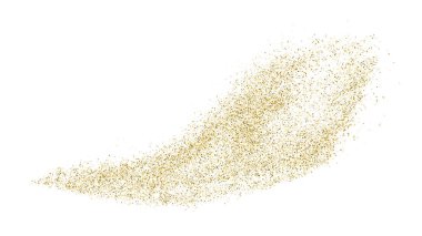 Beyazda izole edilmiş altın rengi parıltı dokusu. Goldish Renk Sequins. Kutlama arkaplanı. Altın Konfeti Patlaması. Vektör İllüstrasyonu, Eps 10.