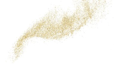 Beyazda izole edilmiş altın rengi parıltı dokusu. Goldish Renk Sequins. Kutlama arkaplanı. Altın Konfeti Patlaması. Vektör İllüstrasyonu, Eps 10.