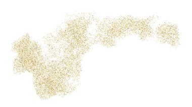 Beyazda izole edilmiş altın rengi parıltı dokusu. Goldish Renk Sequins. Kutlama arkaplanı. Altın Konfeti Patlaması. Vektör İllüstrasyonu, Eps 10.