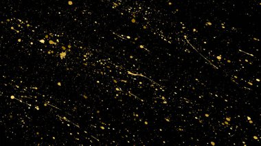 Siyah Arkaplan 'da izole edilmiş altın parıltılı doku. Altın Sıçrama Silueti. Amber Parçacık Rengi. Parıltı Yağmuru. Vektör İllüstrasyonu, Eps 10.