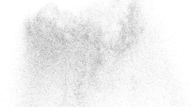 Sıkıntılı siyah doku. Beyaz arka planda koyu kumlu bir doku. Toz tabakası desenli. Tahıl gürültüsü partikülleri. Paslanmış beyaz efekt. Grunge tasarım elementleri. Vektör illüstrasyonu, EPS 10.