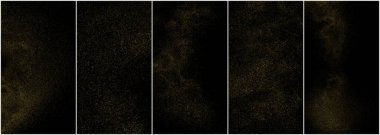 Siyah Arkaplan 'da izole edilmiş Altın Parıltılı Doku. Altın yıldız tozu. Amber Parçacık Rengi. Parıltı Yağmuru. Vektör İllüstrasyonu, Eps 10.