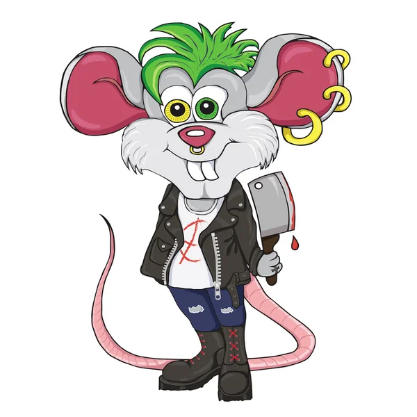 Mouse-punk cartoon character — Stock Vector