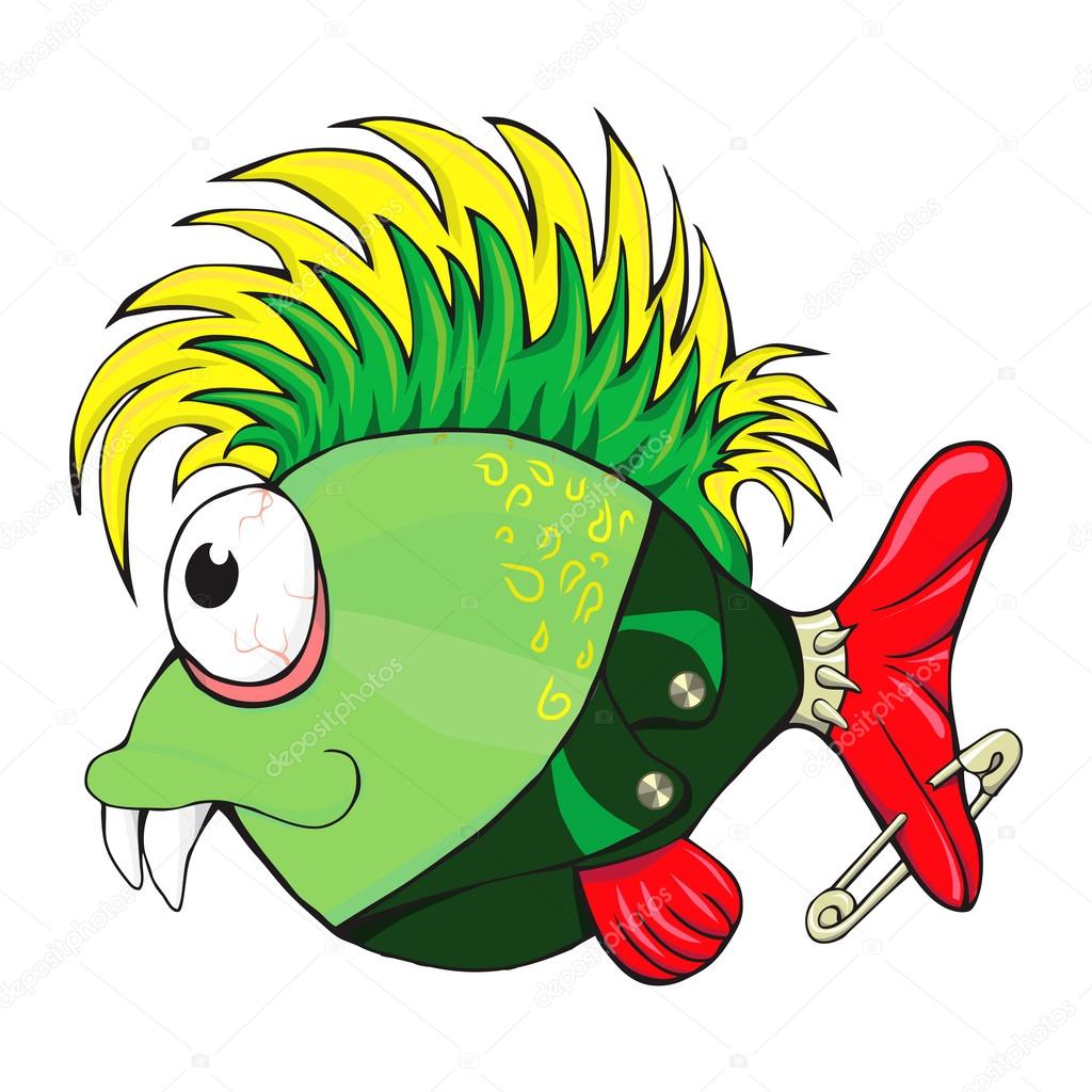 Fish punk cartoon character