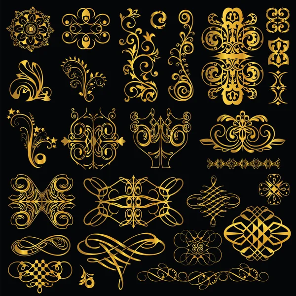 Gold elements of the pattern. set2. — Stock Vector