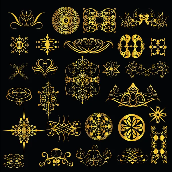 Gold elements of the pattern. set1. — Stock Vector