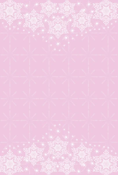 粉红色的背景，白色的雪花 — 图库矢量图片