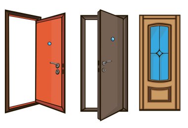 açık ve kapalı doors.cartoon tarzı