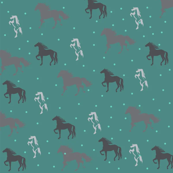 Grüner Hintergrund mit Pferden. — Stockvektor