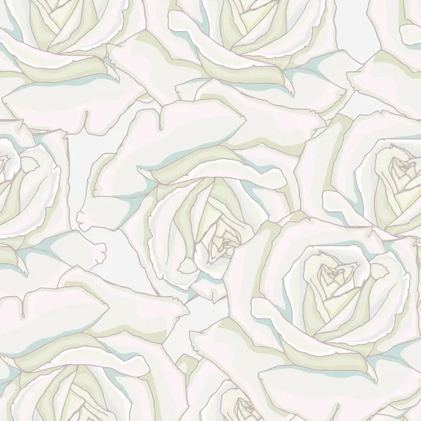 Seamless background. White roses. — Stock Vector