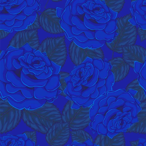 Bezszwowe tło. niebieskie róże. — Wektor stockowy