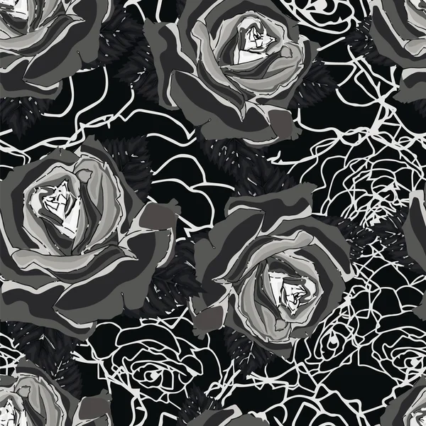 シームレスな背景。灰色のバラ。ゴシック様式 — ストックベクタ