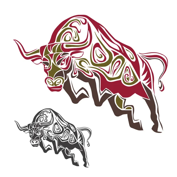 Silueta de toro. tatuaje — Vector de stock