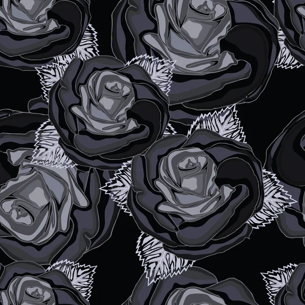 Seamless background. black roses — Stock Vector