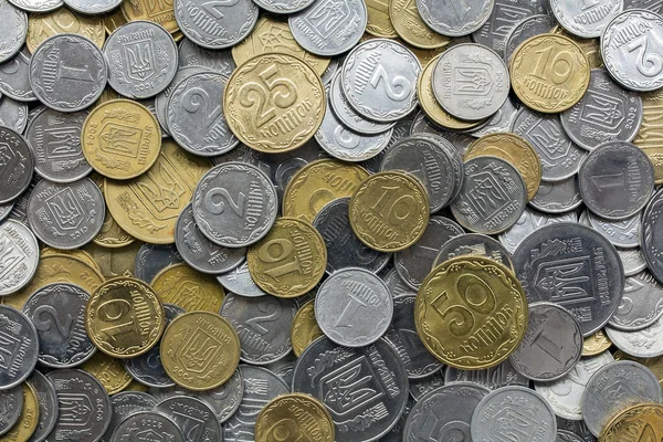 Closeup of different ukrainian coins — Stock Photo, Image