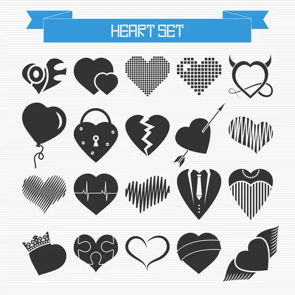 Conjunto vectorial de diferentes corazones abstractos — Vector de stock
