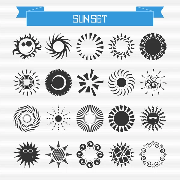 Ensemble vectoriel de différents soleils abstraits — Image vectorielle