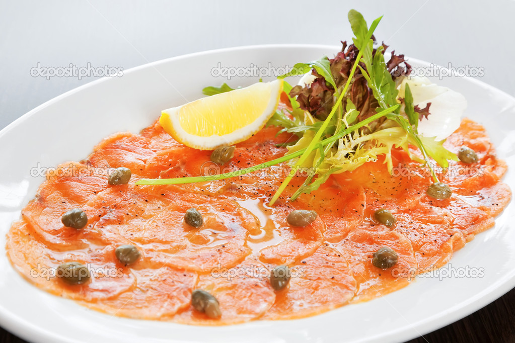 Salmon carpaccio — Stock Photo © Lawkeeper 45979475