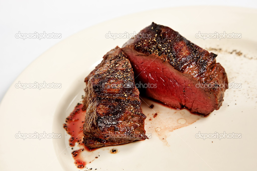 Medium rare beef steak