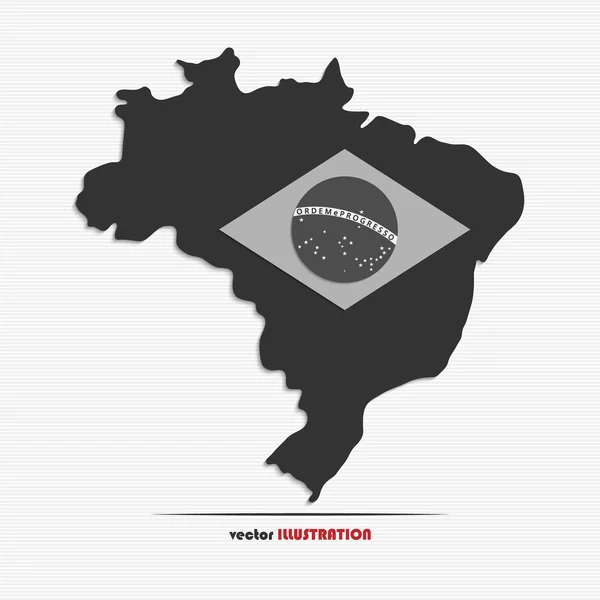 Brasil mapa con bandera — Archivo Imágenes Vectoriales