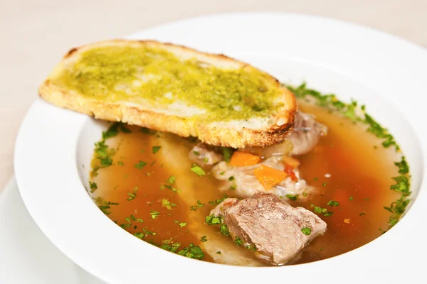 Brood soep met kalfsvlees — Stockfoto