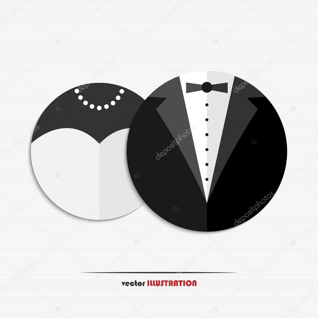 Abstract bride and groom web icons