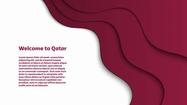 Välkommen Till Qatar Abstrakt Vågigt Papper Klipp Bakgrund För Din — Stock vektor