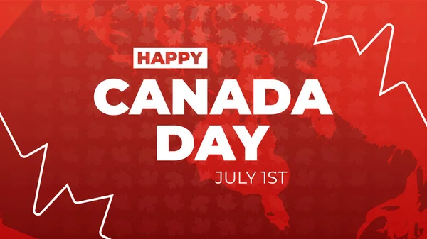 快乐加拿大日的背景 7月1日为您的设计提供枫叶和加拿大地图的抽象红色背景的矢量说明 — 图库矢量图片