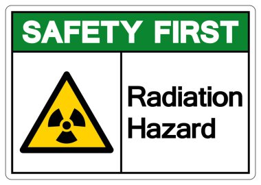 Güvenlik İlk Radyasyon Tehlike Sembol İşareti, Vektör İllüstrasyonu, Beyaz Arkaplan Etiketinde İzole Edilmiş. EPS10 