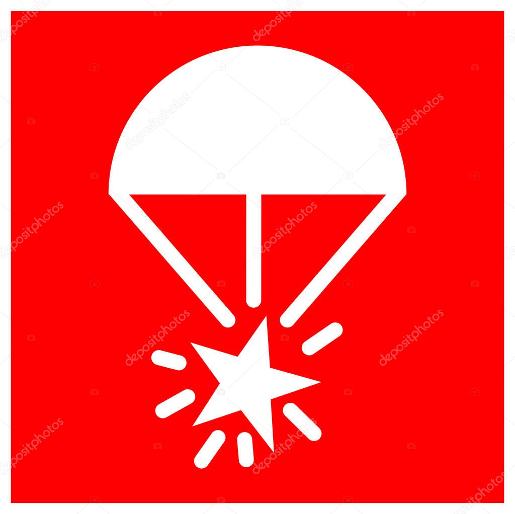 Rocket Parachute Flare Symbol Sign, Vector Illustration, Isolate On White Background Label. EPS10 