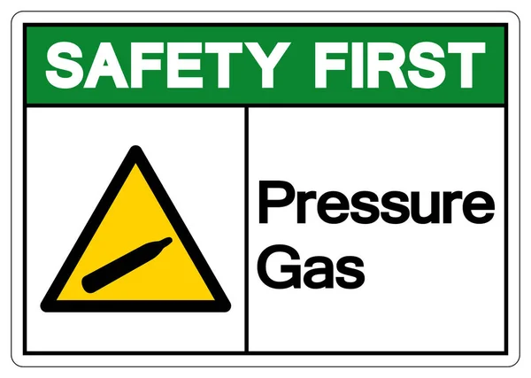 安全第一圧力ガスシンボルサイン ベクトルイラスト 白の背景に隔離 ラベルシール ラベル Eps10 — ストックベクタ