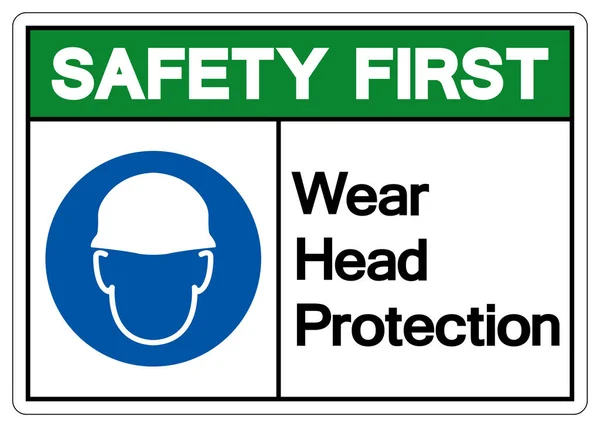 Safety First Wear Head Protection Symbol Sign Vektor Illustration Isoliert — Stockvektor