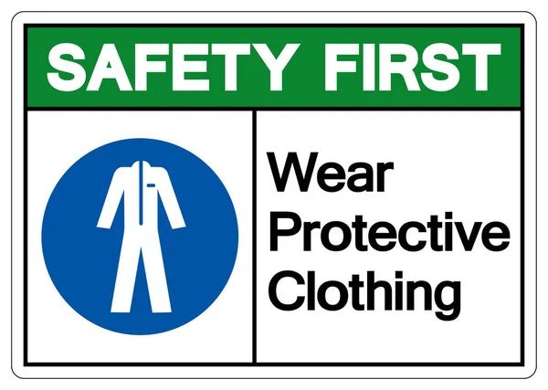 Safety First Trag Protective Clothing Symbol Sign Vektor Illustration Isoliert — Stockvektor