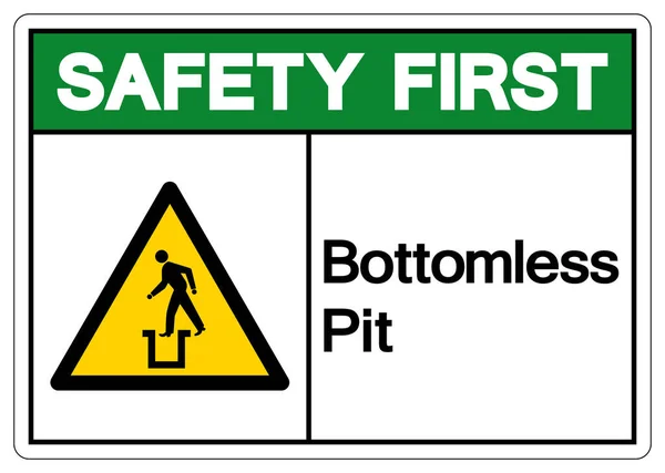 2016 Safety First Bottomless Pit Symbol Sign Vector Illustration Isolate — 스톡 벡터