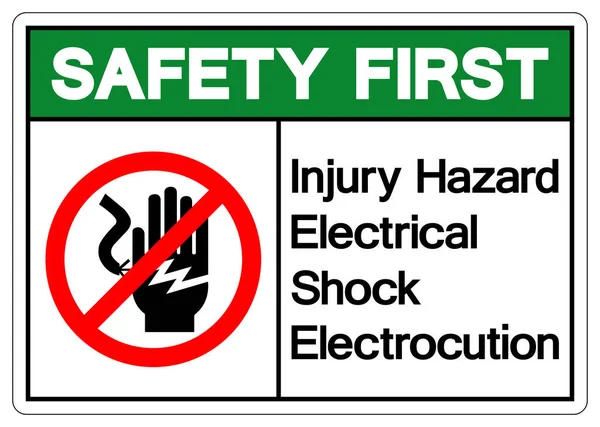 安全第一伤害危险电休克电刑符号 矢量图解 白背景标记隔离 Eps10 — 图库矢量图片