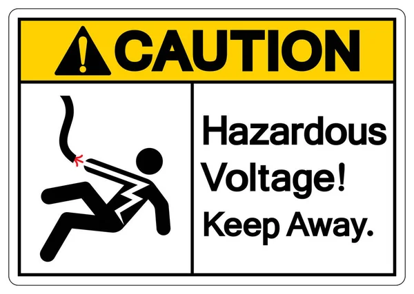 Awas Tegangan Berbahaya Jauhkan Simbol Tanda Vector Illustration Isolasi Pada - Stok Vektor