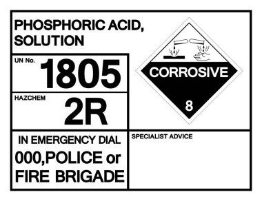 hosphoric Acid Çözümü UN1805 Sembol İşareti, Vektör İllüstrasyonu, Beyaz Arkaplan Etiketi İzole Et. EPS10 