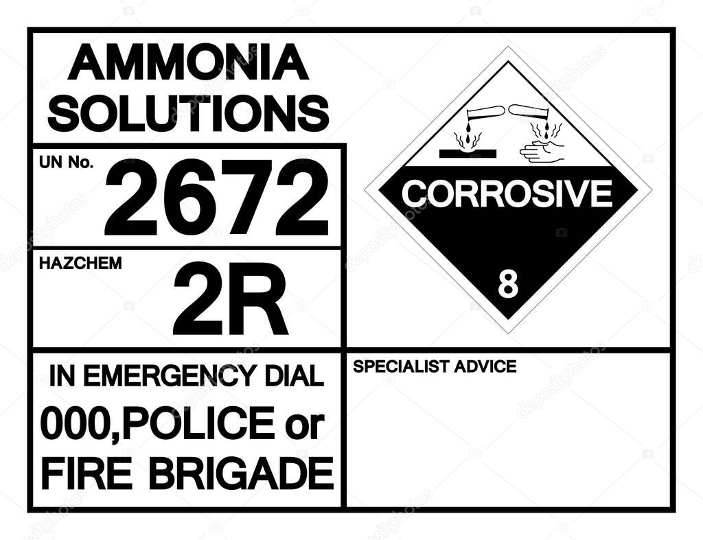 Ammonia Solutions UN2672 Symbol Sign, Vector Illustration, Isolate On White Background, Label .EPS10 