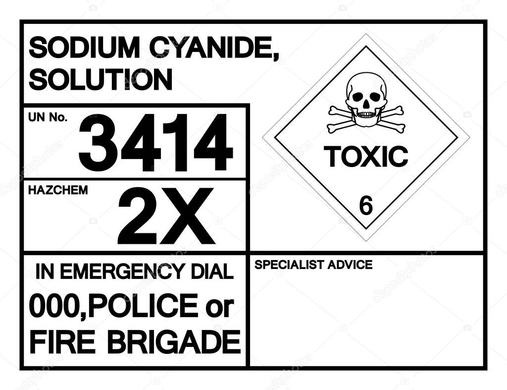 Sodium Cyyanide Sulution UN3414 Symbol Sign, Vector Illustration, Isolate On White Background, Label .EPS10 