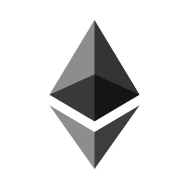 Crypto Ethereum Sembol İşareti, Vektör İllüstrasyonu, Beyaz Arkaplan Etiketinde İzole EPS10. 