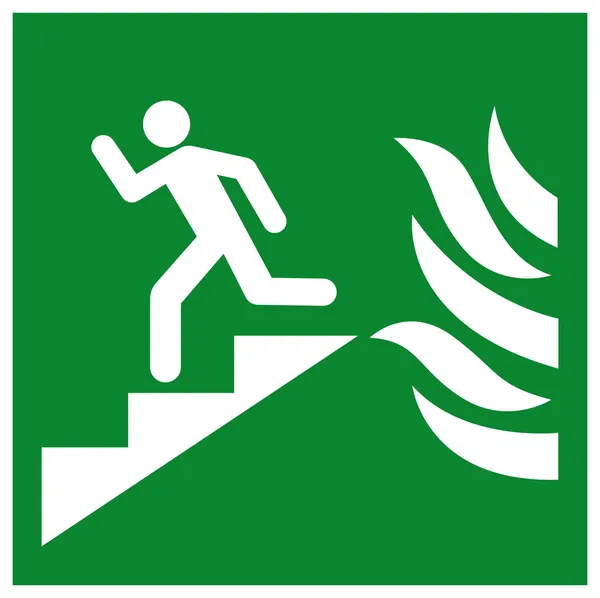 如遇火警使用楼梯符号 矢量图解 白色背景标签隔离 Eps10 — 图库矢量图片