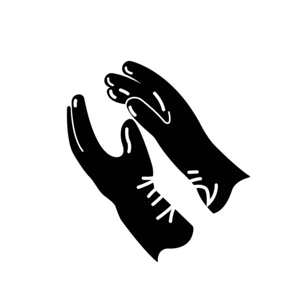 Wear Rubber Gloves Black Icon Vector Illustration Isolate White Background — Stock Vector