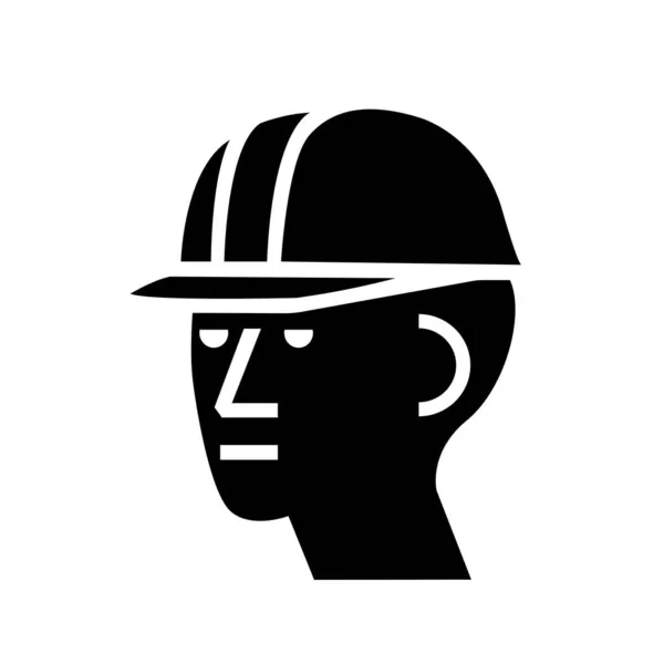 Viseljen Hard Hat Black Icon Vector Illustration Izolált Fehér Háttér — Stock Vector