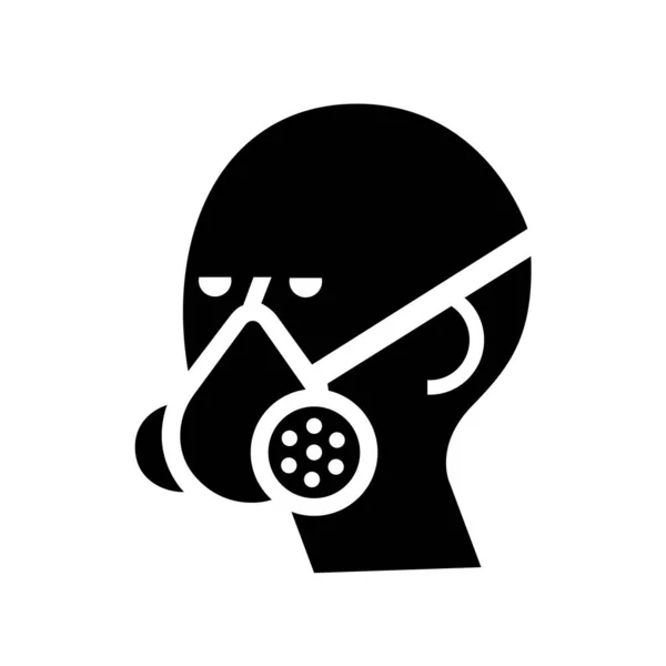 Porter Une Protection Respiratoire Icône Noire Illustration Vectorielle Isoler Sur — Image vectorielle