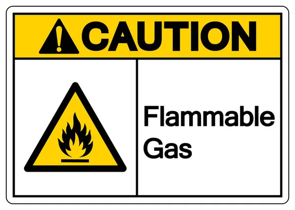 Attenzione Simbolo Gas Infiammabile Illustrazione Vettoriale Isolato Etichetta Sfondo Bianco — Vettoriale Stock